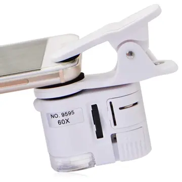 60x Mini Cep Telefonu Için Mandallı Mikroskop Uv Ledli Büyüteç Model