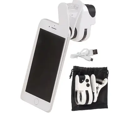 60x Mini Cep Telefonu Için Mandallı Mikroskop Uv Ledli Büyüteç Model