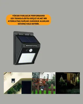 144 LED'li Geniş Aydınlatma Alanına Sahip Güneş Enerjili Güvenlik Lambası