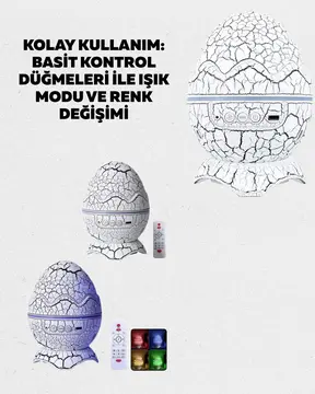 Dinozor Yumurtası Tasarımlı Gece Lambası – Müzik ve Işık Senkronizasyonlu