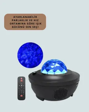 Yıldız & Okyanus Dalga Projektörü – Bluetooth / USB Hoparlörlü