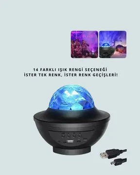 Bluetooth & USB Müzik Çalar Gece Lambası – 50 m² Kapsama Uzaktan Kumanda