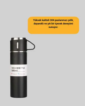 Paslanmaz Çelik Termos Seti | 500 ml Kapasite 6-12 Saat Isı Koruma Hediye Kutulu