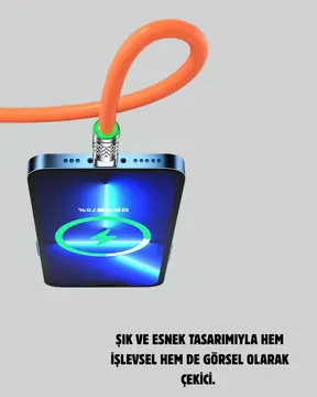 120 W Şarj ve Veri Aktarımı Kablo– 3 Başlıklı Çok Amaçlı Kablo Yüksek Hızlı