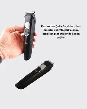 Ergonomik Tasarımlı 3 Taraklı Profesyonel Şarjlı Saç Sakal Tıraş Makinesi