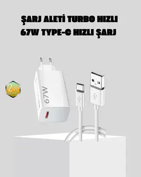 67W Süper Hızlı Şarj Adaptörü ve Kablo Seti – Güvenli Kompakt ve Ergonomik Tasarım