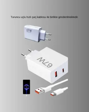 67W Süper Hızlı Şarj Adaptörü ve Kablo Seti – Güvenli Kompakt ve Ergonomik Tasarım
