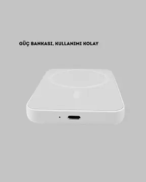 MagSafe Uyumlu Kablosuz Powerbank – Güçlü Mıknatıs Hızlı Şarj Kompakt Tasarım