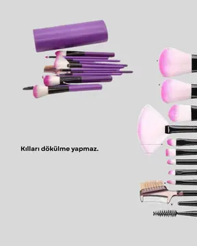 Ultra Yumuşak 12’li Makyaj Fırça Seti – Dökülme Yapmaz Dalin Şampuan ile Temizlenebilir