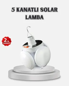 Güneş Enerjili ve USB Şarjlı LED Kamp Lambası – 5 Farklı Işık Modlu Askılı Tasarım