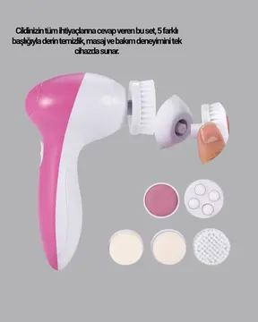 5 Başlıklı Yüz Masaj Aleti – Cilt Temizleme Peeling Siyah Nokta ve Gözenek Bakımı