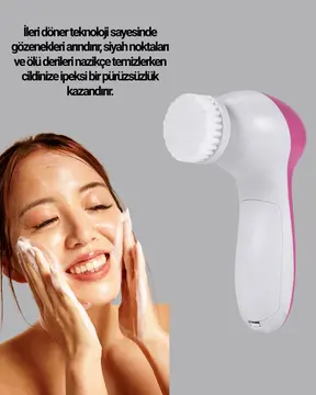 5 Başlıklı Yüz Masaj Aleti – Cilt Temizleme Peeling Siyah Nokta ve Gözenek Bakımı