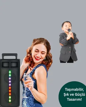 Şarjlı Işıklı Bluetooth Hoparlör | USB AUX TF Kart ve Radyo Destekli