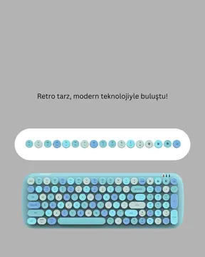Kablosuz Klavye ve Mouse Seti – Sessiz Tuş Retro Tasarım