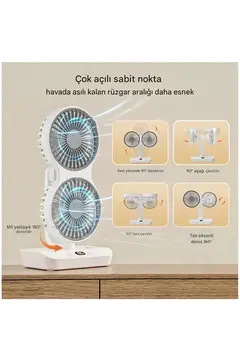 Masaüstü Dijital Ekranlı Çift Fanlı Led Işıklı Soğutucu Fan Ev Ofis Şarjlı Vantilatör