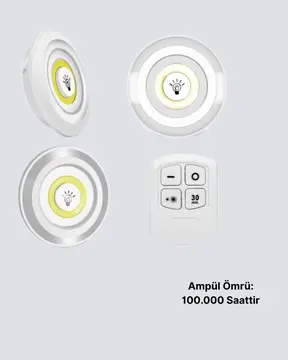 Kablosuz Gün Işığı 3’lü LED Spot Lamba Kumandalı