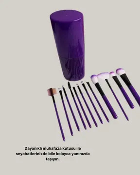 Kusursuz Makyaj İçin 12 Parça Profesyonel Fırça Seti Taşınabilir Kutu Hediyeli