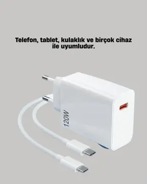 120W Mi Turbo Destekli Hızlı Şarj Cihazı Type-C Uyumlu Akım Korumalı