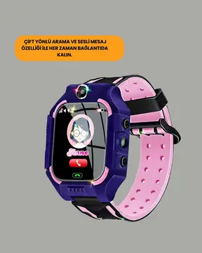 S10 Akıllı Çocuk Saati Mor Model Çift Yönlü Konuşma ve SOS Fonksiyonu