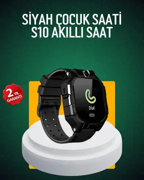 S10 Siyah Çocuk Takip Saati Güvenli Alan Uyarısı ve Sesli Mesaj