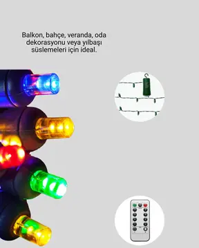 2x2 Metre Pil ile Çalışan Perde LED Işık – 8 Modlu Dekoratif