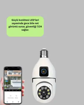 İki Yönlü Sesli WiFi Kamera – Ampul Tipi Ev ve Ofis Güvenlik Kamerası