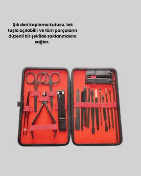 17 Parçalık Deri Kaplamalı Manikür Seti