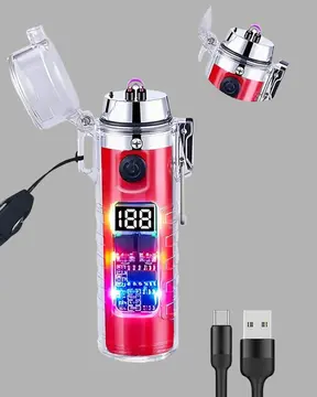 Güç Göstergeli Şarjlı Fenerli USB Elektrikli Çakmak
