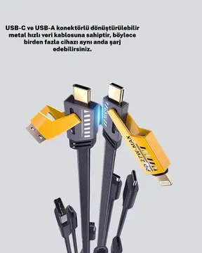 Evrensel Uyumluluklu Dayanıklı Metal Başlıklı Hızlı Şarj Kablosu