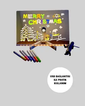 LED Işıklı Akrilik Yazı Tahtası Renkli Kalem Setiyle