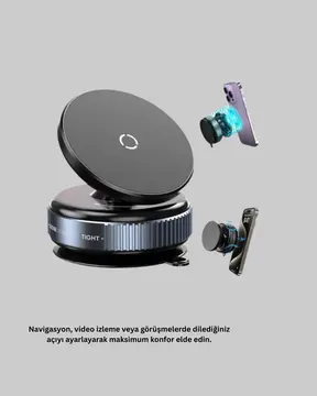 Araç İçi Manyetik Telefon Tutucu 360° Döner Vakumlu Stand