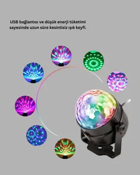 Müzik Sensörlü Renkli LED Parti Işığı