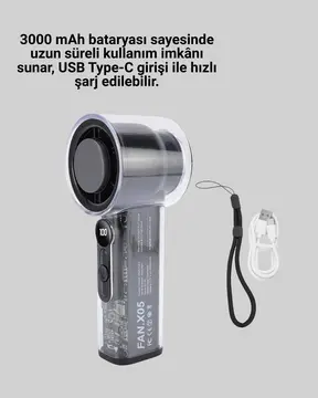 Ultra Sessiz USB Şarjlı Fan | Taşınabilir ve Hafif Tasarım