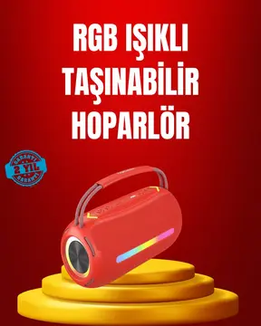 Suya Dayanıklı 20W RGB Hoparlör Bluetooth USB SD Kart ve AUX Girişli