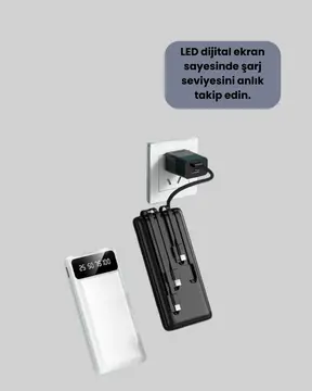 Hızlı Şarj Destekli 20.000mAh Powerbank USB Type-C Lightning LCD