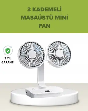 Çift Kafalı Masaüstü ve Duvar Tipi Sessiz USB Şarjlı Fan