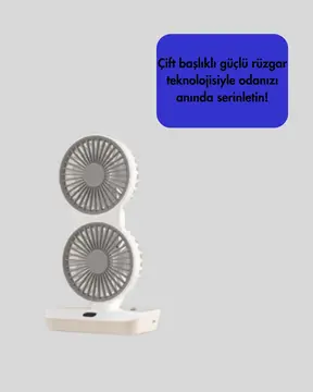 Çift Kafalı Masaüstü ve Duvar Tipi Sessiz USB Şarjlı Fan