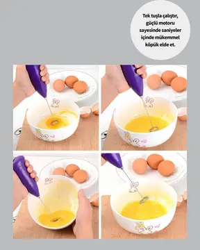 Mini Pilli Portatif Karıştırıcı – Cappuccino Latte Frappe ve Kahve Köpürtücü