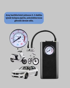 Çok Fonksiyonlu Dijital Gösterge Elektrikli Lastik Pompası