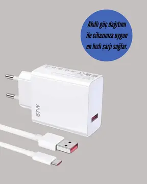 Type-C Uyumlu 67W Turbo Hızlı Şarj Aleti Akıllı Koruma Sistemli
