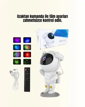 Bluetooth ve Dahili Ses Özellikli Astronot Projeksiyon Lambası