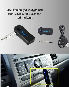 Araç İçi Bluetooth AUX Müzik ve Telefon Görüşmesi Adaptörü