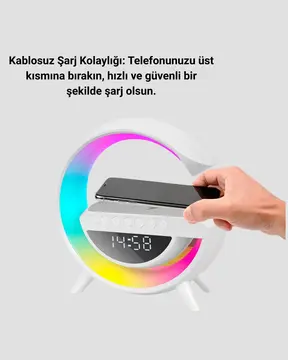 15W Hızlı Şarj Destekli LED Atmosfer Işığı ve Alarm Fonksiyonlu Lamba