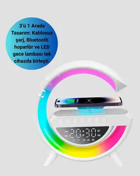 Renkli Işıklı 15W Kablosuz Şarjlı Masa Lambası