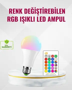 RGB Uzaktan Kumandalı LED Ampul 16 Renk Dekoratif Aydınlatma
