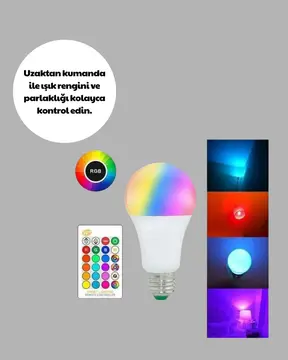 RGB Uzaktan Kumandalı LED Ampul 16 Renk Dekoratif Aydınlatma