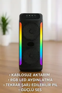 Taşınabilir Şarjlı Hoparlör USB SD Kart AUX Girişli