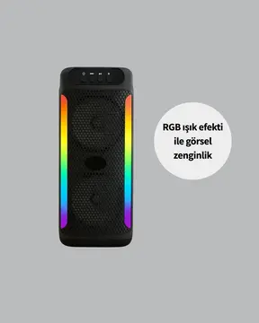 Çift 4 inç Hoparlörlü RGB Işıklı Bluetooth Ses Sistemi