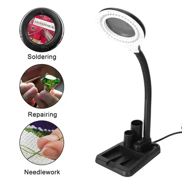 Esnek 5x /10x,40 Led Işıklı Büyüteç ,lamba  Büyüteç Okuma, Çalışma Lehim Masa Lambası