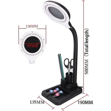 Esnek 5x /10x,40 Led Işıklı Büyüteç ,lamba  Büyüteç Okuma, Çalışma Lehim Masa Lambası